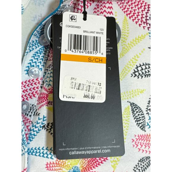 Callaway NWT Small Swing Tech Brilliant White Golf Shirt Multicolored Pattern - Picture 3 of 5